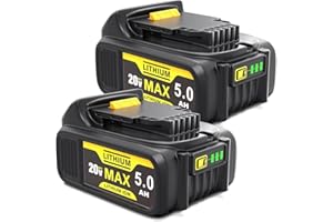MOEUGREENBATTX 5Ah Batería para Dewalt Batterie 18V: Batería Li-Ion de 2 Polos Compatible XR DCB200 DCB180 DCB181 DCB182 DCB184 DCB201