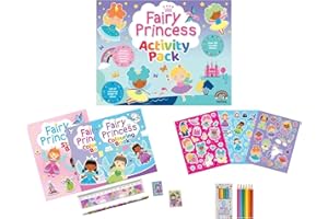 Anila's Fairy Princess Activity Pack with Colouring Books, Sticker book, Stationery Set, Colouring Pencils & 100 Reusable Stickers.(Perfect for children aged 3-8).