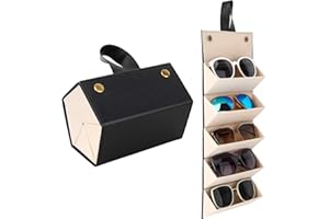 MoKo Sunglasses Organizer with 5 Slots, Travel Glasses Case Storage Portable Sunglasses Storage Case Bag Foldable Eyeglasses 