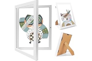 Relland Ramka na zdjęcia dla dzieci, format A4, do rysunków dziecięcych, z otworem z przodu, biała