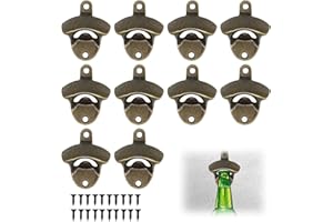 VODUNS Decapsuleur Mural Biere 10 Pièces Vintage Ouvre Bouteille Montage Multifonction Décapsuleur Muraux Biere Style rétro à Bière en Fonte Ouvre-bière avec Vis pour Bars Barmans Cafés Restaurants Cuisines