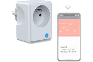 UCOMEN Prise Connectées WiFi (Type E), Mesure de Consommation Électrique, Programmable Compatible avec Alexa, Google Home, Smart Life APP, Commande Vocale，Contrôle à Distance, 16A/3680W, gris,1 pack