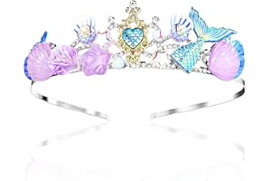 AHQIZFX Corona de sirena, diadema de sirena, decoración de cumpleaños, disfraz de sirena, escamas de pez, accesorios para el cabello para mujeres y niñas, diadema de sirena, tiara de sirena, regalos de fiesta