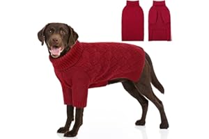 AOFITEE Hundepullover für Große Hunde, Warmer Rollkragen Hund Weihnachtspullover XXL Strickpullover, Winter Hunde Pullover Hundepulli GroBe Hund Christmas Sweater, Fleece Windhund Pullover