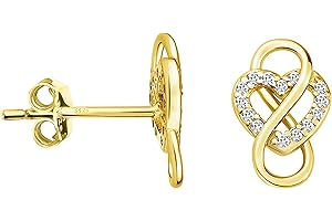 SOFIA MILANI - Boucles d'Oreilles pour Femmes en Argent 925 - avec Pierre de Zircon - Boucles d'Oreilles avec Motif en Forme de Clous de Coeur et Infini