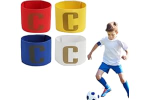 Annlpoy 4 Fasce da Capitano per Bambini, da Calcio, Regolabili e Multicolore, Ideali per Calcio e Altri Sport di Squadra, Fasce Elastiche con Chiusura in Velcro