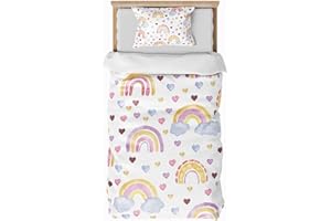 ZTYROLJ Arc-en-Ciel - Funda nórdica de 90 x 190 cm, funda nórdica con cremallera, juego de cama de microfibra para 1 persona, juego de cama infantil con funda de almohada de 40 x 60 cm