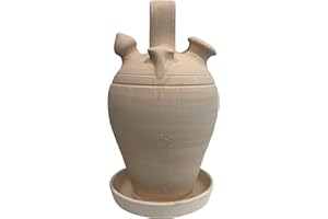 El Yiyo Cerámicas La Rambla Spanish Botijo 3L Ceramic with Plate Included (Handmade) Product Made in Spain (Porron, Owl)