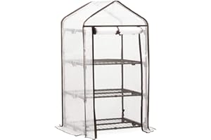 Sekey Mini Gewächshaus Klein mit 3 Etagen Verstärktes Foliengewächshaus Balkon Platzsparend Anzucht Treibhaus 69 x 49 x 125 cm, Weiß