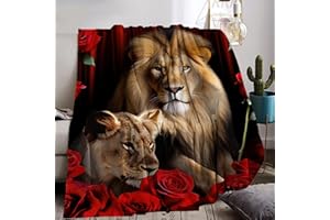 KXHHYB Leone, coperta da 130 x 150, con motivo di animali selvatici, per bambini, idea regalo per divano, decorazione (C, 130 x 150 cm)