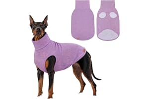 Mosucoirl Suéteres para Perros Suéter Mascotas, Suéter para Perros con Cuello de Tortuga Ropa para Perro cálida Vestido pequeños y medianos XS-4XL (Púrpura, 4XL)
