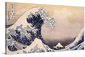 PICANOVA – Katsushika Hokusai – The Great Wave off Kanagawa 100x50cm – Quadro Su Tela – Stampa Incorniciata Con Spessore Di 2cm Altre Dimensioni Disponibili Decorazione Moderna – Arte Classica