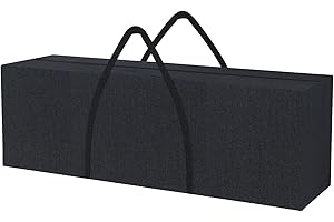 YoungBee Garden Cushion Storage Bag, Large Outdoor Furniture Cushion Storage Bags With Handle and Zipper, Waterproof, Anti-UV, Tear-Resistant, Upgraded 420D Oxford Fabric, 125x40x55cm, Black