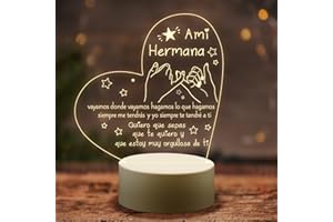 Welsky Regalo Hermana, Regalo para mi Hermana Led light, Regalos Hermanas Cumpleaños Navidad San Valentin de Agradecimiento, Luz Nocturna Acrílica Grabada