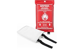 GRIFEMA GA3001 Kitchen Fire Blanket 1m x 1m – Quick Unfolding, Fibreglass Emergency Fire Blanket, Suitable for Kitchens, Outdoor Barbecues, Camping and Motorhomes