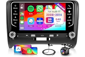 2GB+64GB Android Autoradio per Audi TT MK2 8J 2006-2014 con Wireless Carplay Android Auto, Hodozzy 7 Pollici Touch Screen Stereo 2 Din Schermo con GPS Wifi Bluetooth DSP FM/RDS Radio con Telecamera