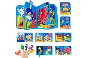 Electri-HQ Tema Oceano Busy Board Libro Montessori Interattivo 1 Anno, Quiet Book sensoriale educativo, Giochi Montessori 1 2 3 4 5 6 Anni, Pannello di Feltro attività, Valigetta Montessori Bambini