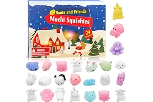 TaimeiMao 24PCS Jouets de Compte à Rebours de Noël,Squishy Toys,Kawaii Squishy Jouet,Mixed Mini Soft Squishy Kawaii Toy,Mochi Animaux Squishy Jouets,Squishy Toys pour Cadeaux Anniversaire Noël (B)