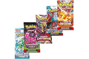 TITAN CARDS Mega Pokemon Card Booster Pack Gift Bundle | 5 Booster Packs | Sword and Shield | Scarlet and Violet | Pokémon Gift Set | 4 Assorted Pokemon Booster Packs + 1 Japanese Pokemon Card Pack