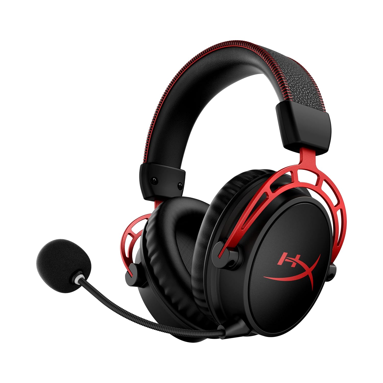 HyperX 4P5D4AA Cloud Alpha Wireless - Gaming Headset voor PC, 300 uur batterijduur, DTS Hoofdtelefoon: X Ruimtelijke Audio, Geheugenschuim, Dual Chamber Drivers, Ruisonderdrukking,eén maat,Zwart/Rood | X, 50 mm dubbele kamerdrivers, afneembare ruisonderdrukkende microfoon