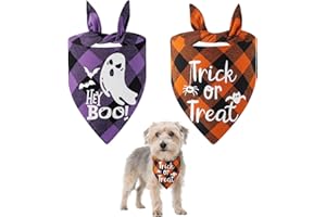 EWLPI 2Pcs Dog Halloween Bandana,Adjustable Triangle Dog Bandana with Classic Ghost Bats Spider Trick or Treat Print Halloween Costume Pet Scarf Neckerchief Bibs for Small Medium Large Dogs Cats