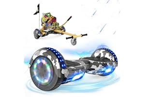 RCB Hoverboards 6.5'' con Hoverkart Go-Kart Costruito in luci a LED Bluetooth Speaker Colorato Ruote, Ideale Regali per Adolescenti e Bambini