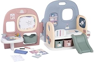 Smoby - Guardería de Juguete Baby Care Muñecos (no Incluido), 5 Áreas de Juego: Comedor, Zona Descanso, Zona de Juego, Entrada, Aseo, 27 Accesorios, Plegable, Juguete Niños Niñas 3 Años (7600240307)