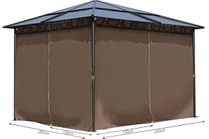 QUICK STAR 4 Seitenteile für Hardtop Pavillon 3x3m Seitenwandset Sichtschutz Vorhänge