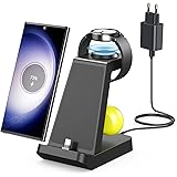3-i-1 snabbladdningsstation, Samsung-laddare med 18 W adapter kompatibel med Samsung Galaxy S23/S22/S21/S20/Z Flip/Z Fold/Gal