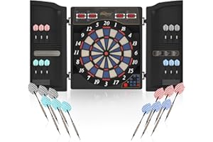 Physionics® Bersaglio Elettronico con 12 Freccette - Display LED, 100 Punte di Ricambio, 27/28 Giochi, 100+ Variazioni, 1-16 Giocatori, 3 Modelli - Tirassegno, Gioco di Freccette, Dartboard
