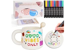 YYSWSAKY Keramik Bemalen Set, Tassen zum Bemalen, Töpferset Enthält Tassen, Porzellanstifte, Deckel und Löffel, Kreative DIY Pottery Set für Erwachsene Personalisiertes Geschenk