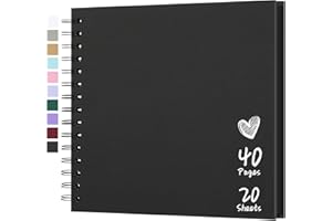 Hiwhy Scrapbook 8x8 Inch DIY Scrapbook Album Hardcover Kraft Paper Scrap Book Photo Albums 20 Sheets Memory Book for Family Wedding, Black