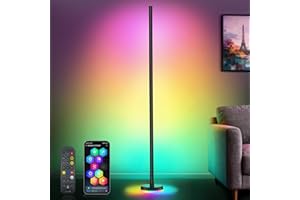 AMAZEFUN LED Stehlampe Wohnzimmer Dimmbar RGBIC - 140cm Smart Modern Stehlampe mit Fernbedienung und APP, 16 Millionen Farben, Musikmodi, DIY-Modus, Floor Lamp für Deko Schlafzimmer, Gaming-Zimmer, Schwarz