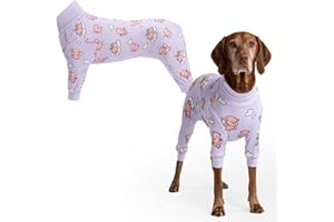 Spark Paws Dog Pyjama, Ultra-Soft and 4-Way Stretch, Recovery-Suit PJ Onesie for Small, Medium and Large Breeds - When Pigs Fly - Purple - 2XL
