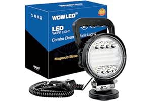 WOWLED Magnetic LED Work Light Bar 12V, 72W Combo Beam Portable Base Pod With Car Cigarette Plug & ON/OFF Switch for SUV Truck RV Boat 4x4 Camping