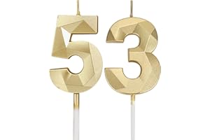 DTXLX Świece urodzinowe, cyfry 53,3D, złote świece na urodziny, do ciast urodzinowych, świec, liczb, świec urodzinowych, dla dzieci, na imprezy, wesela, imprezy firmowe, jubileusze (złote, 53)
