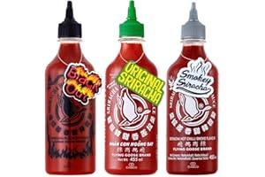 CIA&CO Pack degustación Salsas de chile Picante Sriracha Original () + Sriracha Black Out () + Siracha Smokey Ahumada () by Flying Goose. (3 x 455 ml)