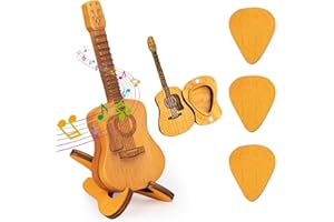 HSLXBY Boîte de Sélection de Guitare en Bois,Support de Médiator Personnalisé avec 3 Médiators de Guitare,Médiators pour Guitare dans une Boîte,Peut être utilisé Comme Décoration