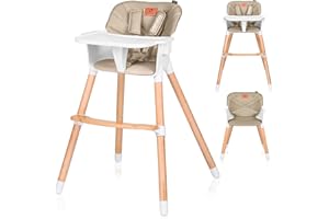 LIONELO Koen 2 w 1 Krzesełko do Karmienia do 15 kg, Fotelik dla Starszych Dzieci do 30 kg, Zdejmowana Tacka, Pasy Bezpieczeństwa, Regulacja Wysokości, Podnóżek z Ekoskóry, Stabilne