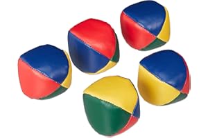 Relaxdays 10037946 Piłki do żonglerki, zestaw 5 sztuk, dla profesjonalistów, początkujących, dla dzieci, dorosłych, do żonglerki, Ø 6,5 cm, kolorowe