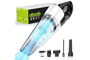 absob Bezprzewodowy Odkurzacz Ręczny, Akumulatorowy Bezprzewodowy Odkurzacz Elektryczny Ze Światłem Led i Filtrami 2, Ręczny Mini Odkurzacz Samochodowy Do Czyszczenia Włosów Okruchy Roztoczy (Biały)