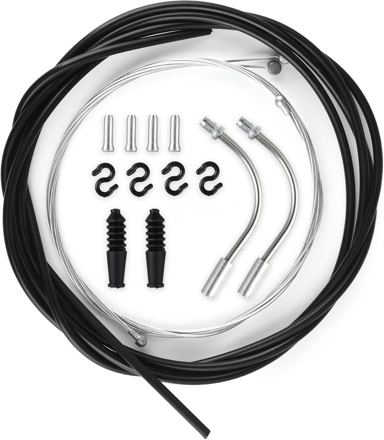 Set cable de freno bicicleta – cable de freno de bicicleta y cable de freno de mano completo con cable de mando bicicleta, cables delanteros y traseros, terminales, casquillos en V y ganchos en S