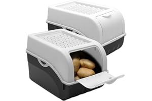 ARTECSIS Caja para Guardar Patatas con Tapa - Juego de 2, Blanco - para aprox. 4kg Patatas, Cebollas, Verduras, Frutas