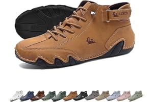 LOVEWLVNCL Bottes hautes italiennes en cuir souple faites à la main avec Velcro, chaussures Beck for hommes bottes hautes imperméables antidérapantes légères et respirantes baskets décontractées for la randonnée