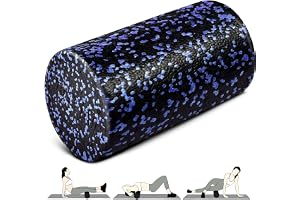 Yes4All Rullskum med hög densitet, rullskum med rund rygg, träningsrulle för yoga, pilates och stretching – blå fläckig – 30 cm