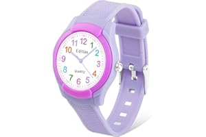 Edillas Montre Enfant, Montre Analogique pour Garçons Filles, Montre pour Enfant étanche à Quartz et Bracelet Souple, Adaptée Aux Enfants de 3 à 15 Ans.pour l'Apprentissage de La Lecture