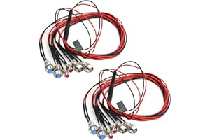 GTIWUNG 2-pak 6LED RC Samochód LED Światła Reflektory Tylne Światło, RC Akcesoria 2 Białe 2 Czerwone 2 Niebieskie, do 1/8 1/10 Pilot Zdalnego Sterowania RC Samochód Ciężarówka Crawler