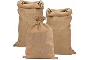 HOOPOE Sacos de Yute Grandes 60 x 100cm,3 Piezas Bolsas de Patata Reutilizables,Bolsas Multiusos de Yute Sacos para Escombros para Almacenamiento de Alimentos, Jardinería
