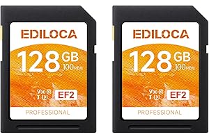 Ediloca Scheda SD da 128GB EF2, 2 Pack,fino a 100MB/s in Lettura, UHS-I, C10, U3, V30, video Full HD e 4K, scheda di memoria, scheda SD per fotocamera, indispensabile per fotografi professionisti