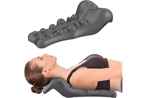 Fanlecy Relaxateur Cervical et épaules avec Point de Massage du Haut du Dos, Appareil de Traction cervicale pour soulager la Douleur TMJ et alignement de la Colonne cervicale, Coussin chiropratique